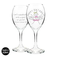 Personalised Purple Ronnie Celebration Wine Glass